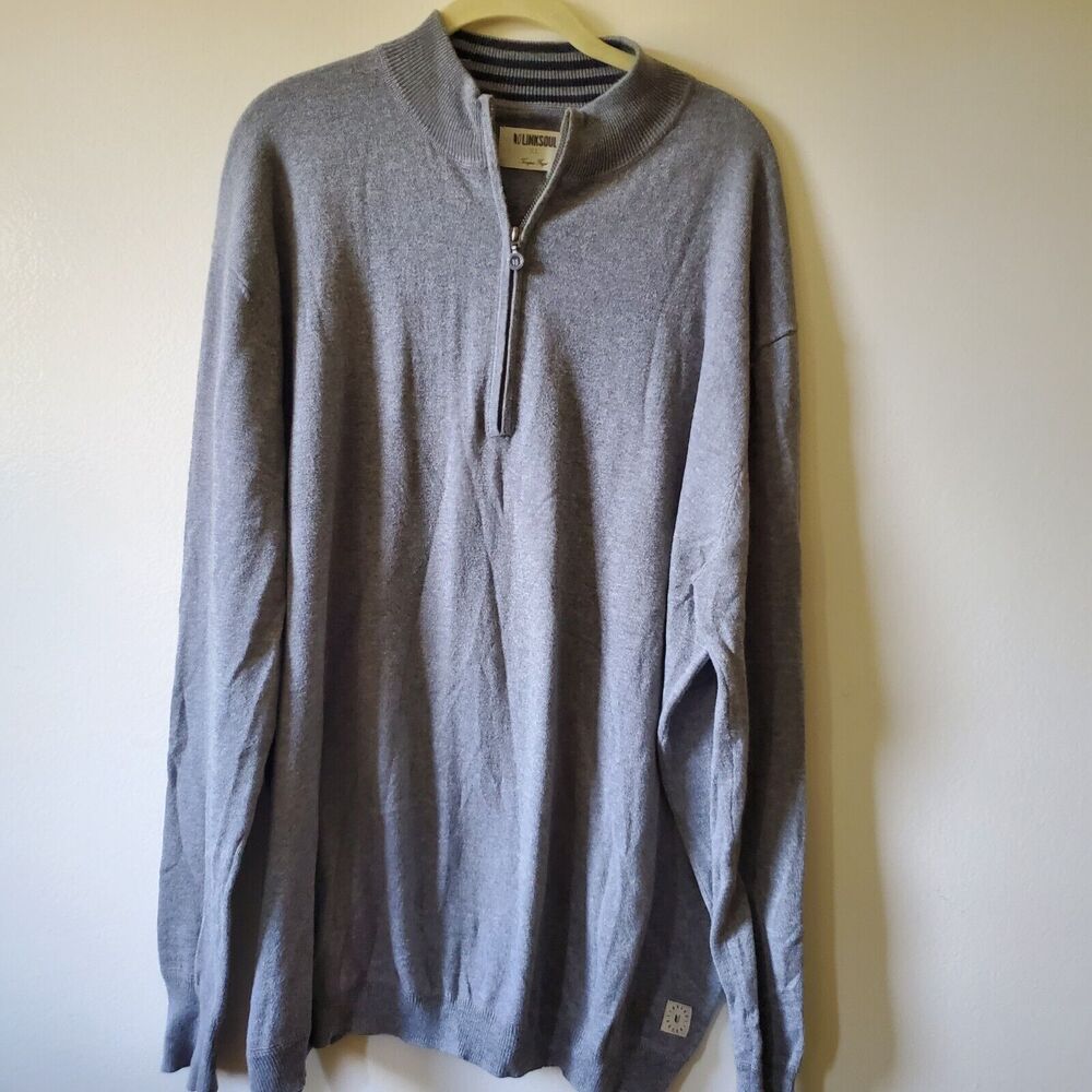 Linksoul Pullover XL Gray Quarter Zip Jacket Golf Long Sleeve Cotton Cashmere